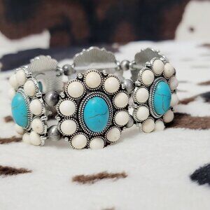Turquoise Stretchy Cuff Band Western Fashion Bracelet